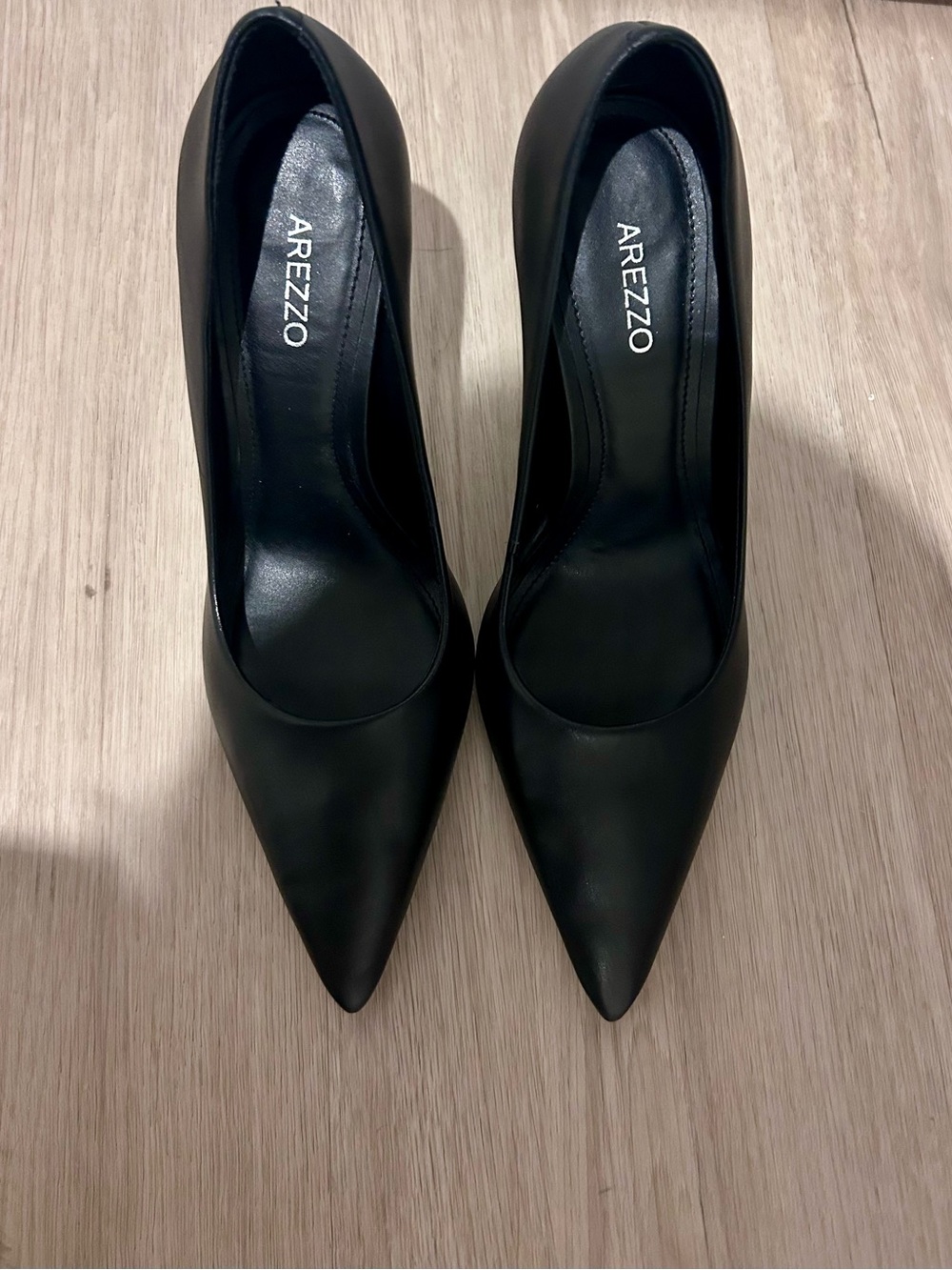 Arezzo Black Emily Leather Stiletto Pump
